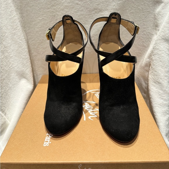 Black suede Christian Louboutin heels - Picture 2 of 4